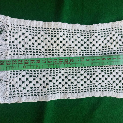 Crochet pattern like new with geometric openwork design and fringes