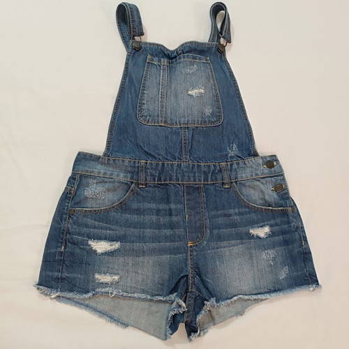 Bershka Denim Dungaree Shorts Blue Distressed, like new, size M