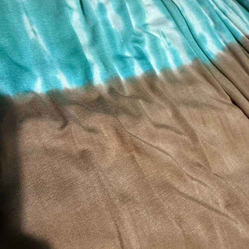 Sky boho maxi cotton dress with tie-dye and leather detail used