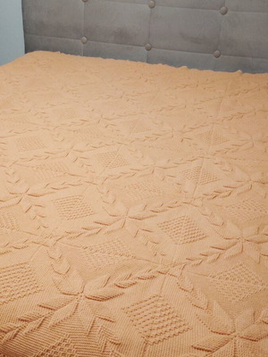 Handmade knitted vintage blanket 50 years like new, orange