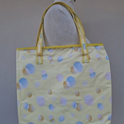 Beach bag like new, blue and yellow, plastic lining