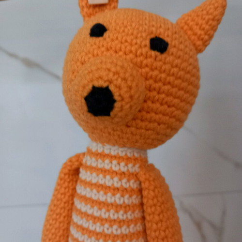 Knitted doll new, handmade, 37 cm, cotton yarn