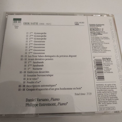 Satie Piano Works CD like new, classical music