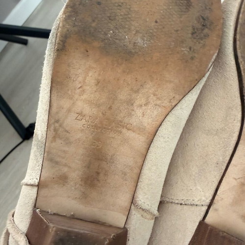 Cowboy suede ankle boots with fringe Zara used, beige leather