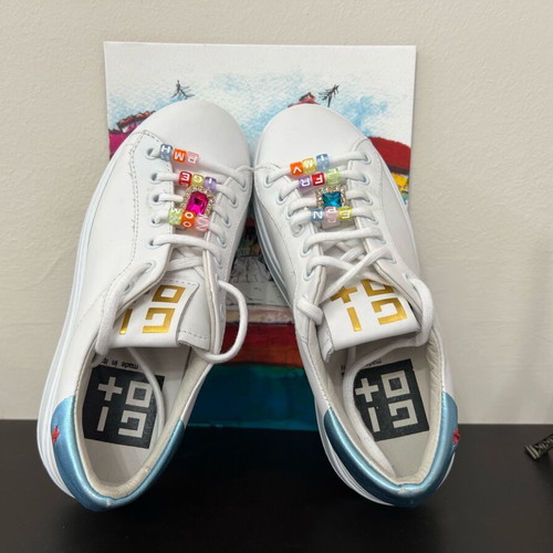 Gio+ women's sneakers new, white size 36 with stones and beads