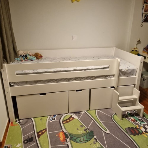 Single kids bed with storage cupboards 90x200