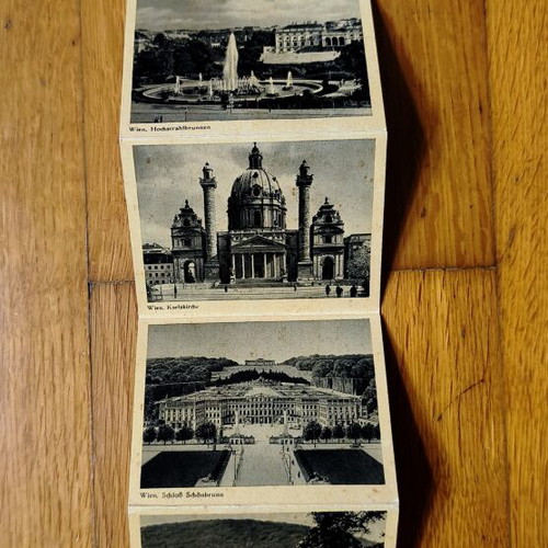 Vintage Vienna folding photo set used, 20 black and white photos 9×7 cm