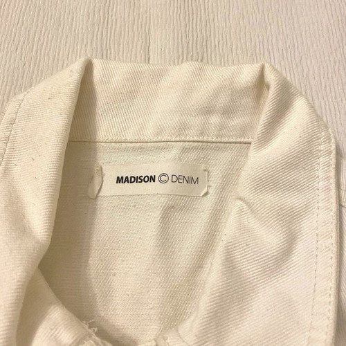White denim jacket like new, size Small with distressed details