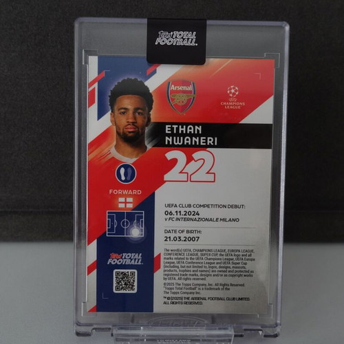 Topps Total Football 2025-26 Ethan Nwaneri Arsenal FC Vibrant Velocity 1/5 new
