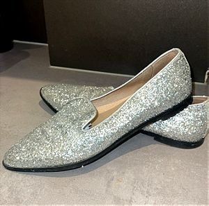 Silver glitter loafers No 40