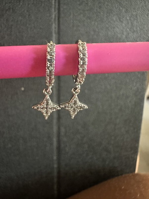 Silver North Star Huggie Earrings like new