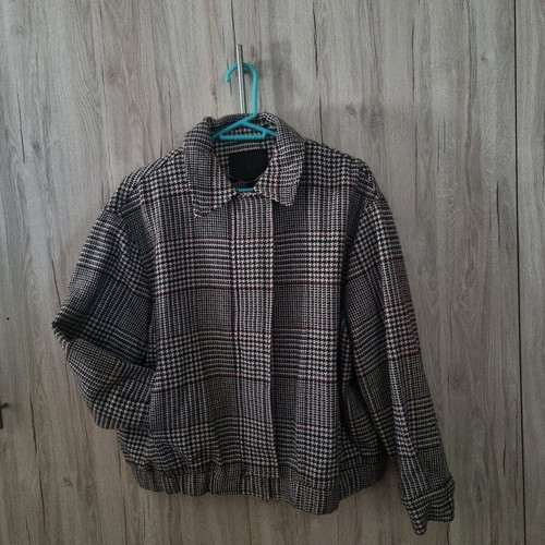 Zara wool bomber jacket checked new, size Large