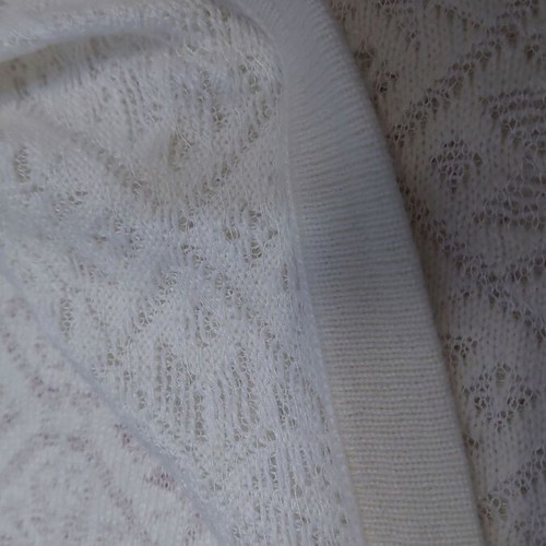 Knitted ancora wrap blouse with cords white size L like new