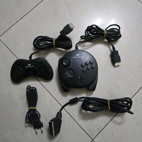 Sega Saturn PAL collection used with 11 games, console, controllers, and cables