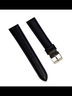 Λουράκι δερμάτινο ρολογιού χειρός μαύρο XL καινούργιο με ασημί αγκράφα