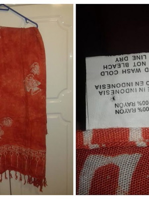 Beach pareo like new, white and orange, viscose