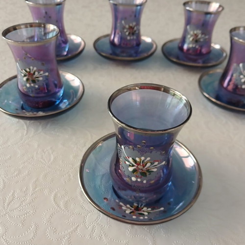 Tea Glasses Set of 6 from Constantinople iridescent, like new