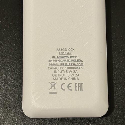 Power Bank 10000mAh Sinsay white with flashlight