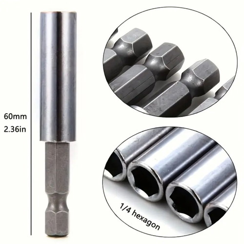 Magnetic drill extension 60mm with hex shank new