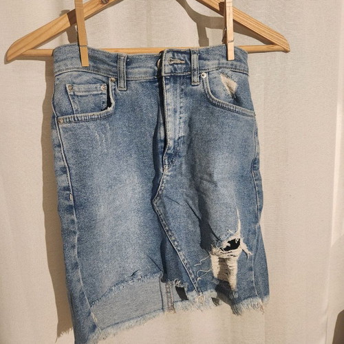 Pull&Bear denim skirt used with rips, size 34