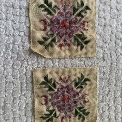 Embroidered coasters set of 2 with traditional floral design, like new