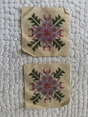 Embroidered coasters set of 2 with traditional floral design, like new