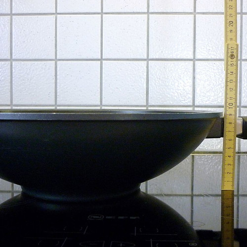 Wok nonstick pan with glass lid like new 33.5 cm