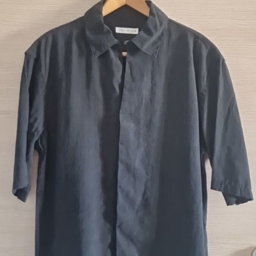 Zara men's short-sleeve shirt black oversized size S like new