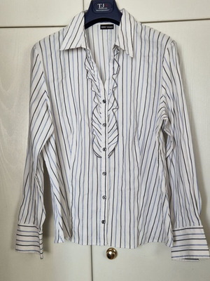 Gerry Weber Women's Shirt 4XL Like New, White Blue