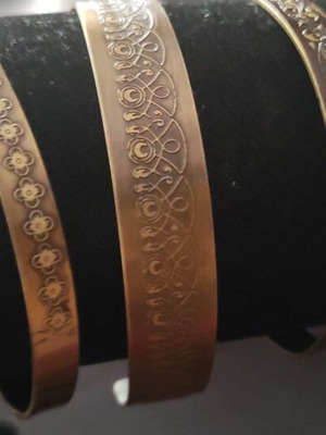 Bronze bracelets set of 3 with handmade engraving like new