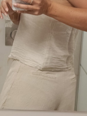 Zara linen pants with matching linen top, size S, beige
