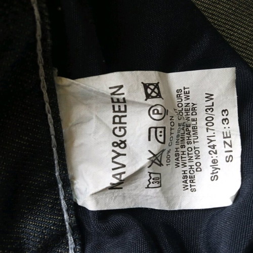 Navy & Green denim pants used 100% cotton size 33