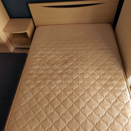Double bed 1.50x2.00m with Candia Strom mattress 1.40x1.90m and nightstand like new