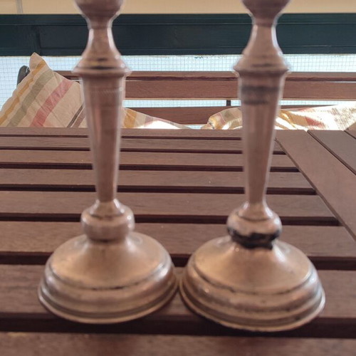 Pair of 925 Silver Vintage Candlesticks, 20 cm