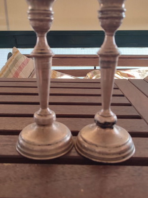 Pair of 925 Silver Vintage Candlesticks, 20 cm