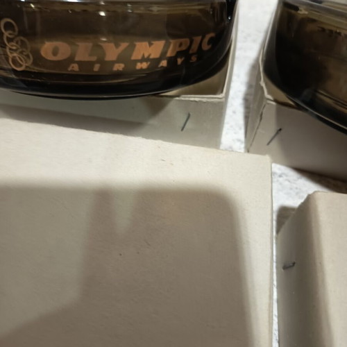 Olympic Airways Glass Ashtrays Set of 2 New