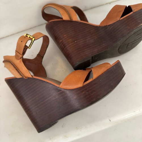 Ralph Lauren leather platform sandals like new, size 37, brown