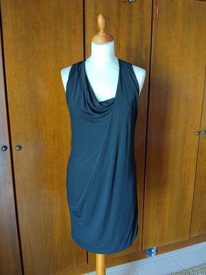 VS Fashion black dress size M like new with draped neckline and open back
