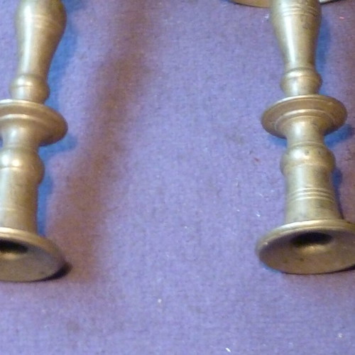 Candlesticks used, two antique massive bronze German, early 20th century