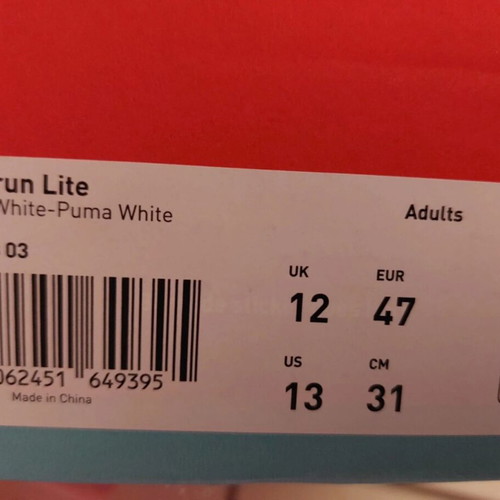 Puma Anzarun Lite athletic shoes new, size 47, white