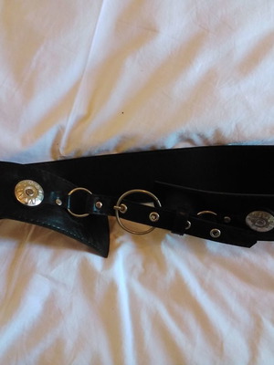 Black women's wide belt synthetic leather used, size 60