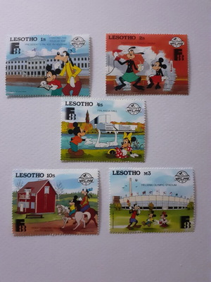 Lesotho Walt Disney stamp set 5 pieces mint 1988 Finlandia