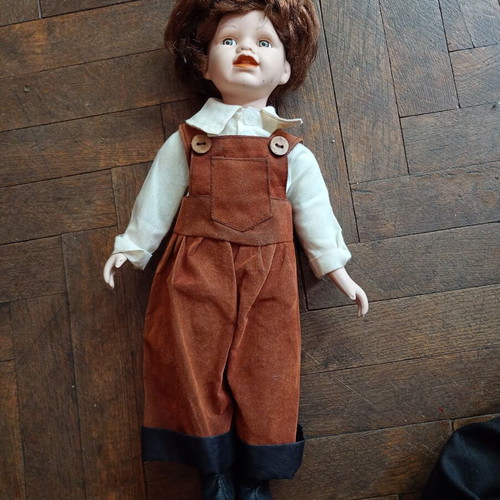 Vintage porcelain doll, boy handmade
