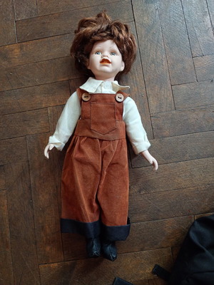 Vintage porcelain doll, boy handmade