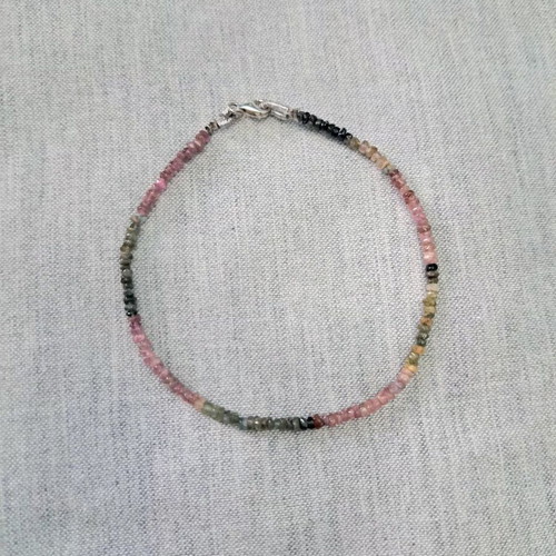 Bracelet with natural tourmalines and silver, new, handmade