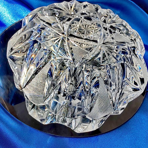 Vintage crystal ashtrays set of 2, lead crystal Bohemia, like new