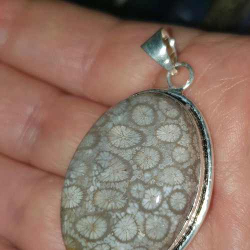 Large rare necklace with fossilized coral! Coral pendant