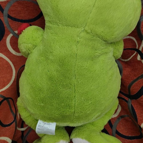 Large Plush Frog like new, soft velvet fabric, holding flowers