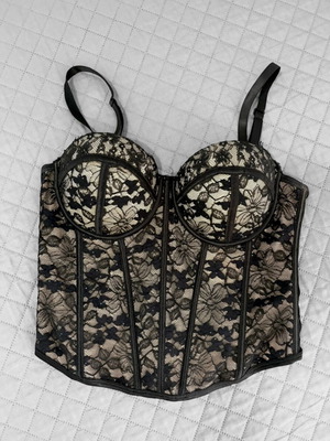 BSB lace corset with rhinestones, black, size S
