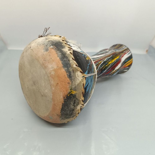 Old hand-painted drum used, ceramic